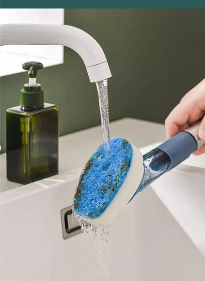 Strumenti per la pulizia della cucina Manico lungo Spazzola per piatti Dispenser di sapone liquido Detergente Spazzola per piatti Spugna per piatti Salviette per lavare i piatti