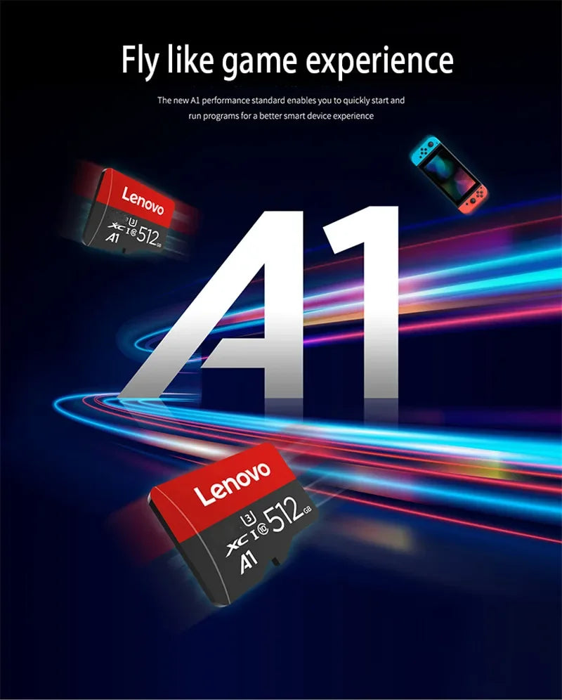Scheda TF Lenovo ad Alta Velocità 512GB per Videosorveglianza, Micro SD 128GB 1TB, Scheda di Memoria ad Alta Durabilità Classe 10 U3 per Telecamera CCTV e Dashcam