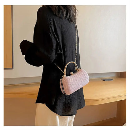 Borsa da sera da donna con perline da sposa Borsa da pranzo Borse a tracolla a catena Elegante pochette con strass Borsa da sera a forma di uovo