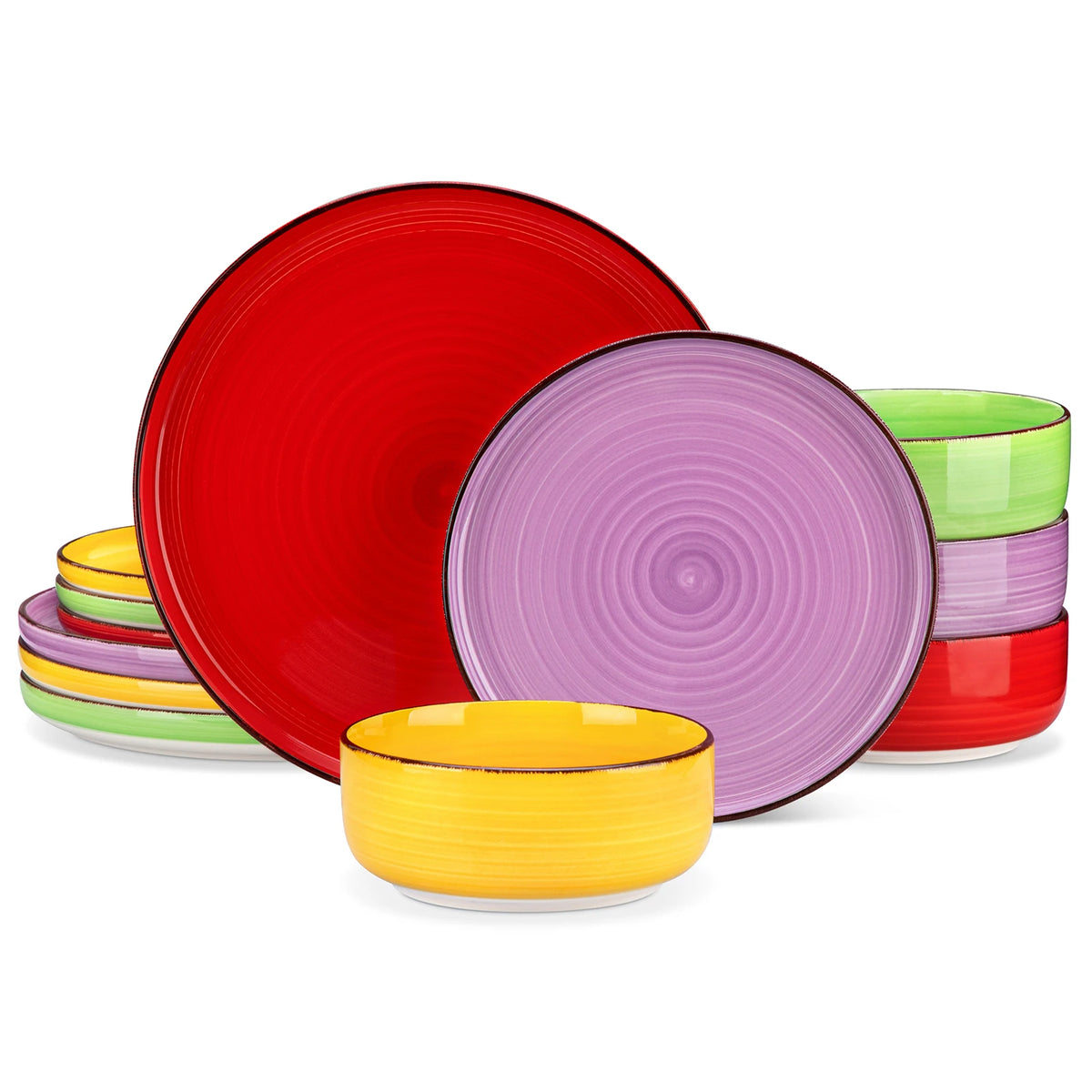 Vancasso 12/18/24 pezzi set di piatti in ceramica modello di spirali dipinti a mano di colore misto 4/6 pezzi piatti piani/dessert/cucina/piatti da zuppa