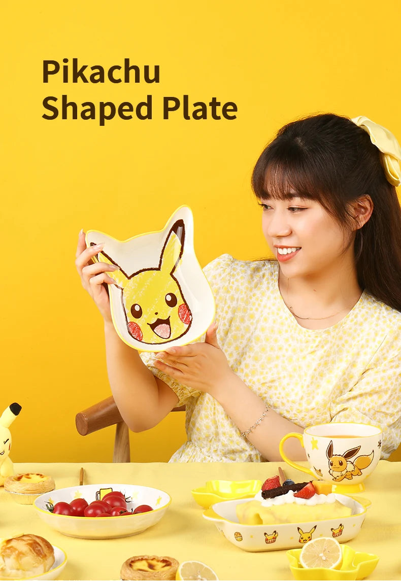 Set di Stoviglie in Ceramica Pokemon Autorizzato SHUNXIANG, Piatti con Motivi Cartoon, Set da Cena, Adatto al Microonde, per Casa, Ciotole