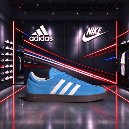 Sneakers Adidas Fresh Blue Tone - Scarpe sportive casual retrò con tre strisce classiche e striscia bianca JS4594
