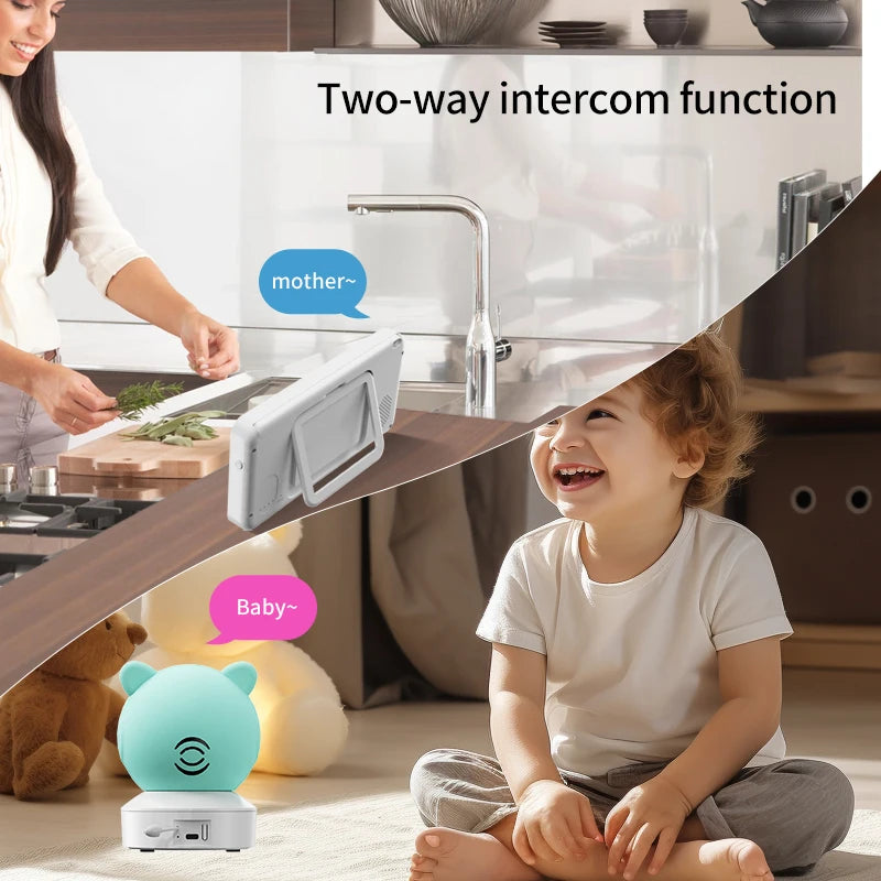 Danmini 2.4G 5 pollici Baby Monitor Tuya App Telecomando 1080P Videocamera Video Citofono bidirezionale Rilevazione movimento Monitor wireless