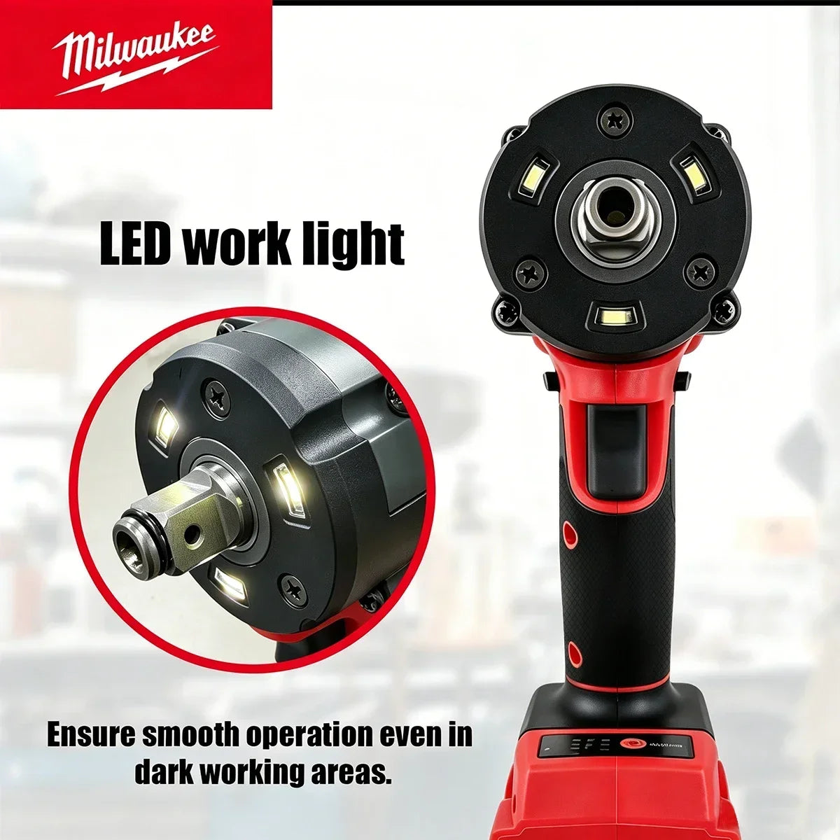 M18 Milwaukee 1/2' FUEL Avvitatore a impulsi brushless senza fili 600N.m 3500RPM con 3 luci LED, chiave dinamometrica compatta, utensile elettrico