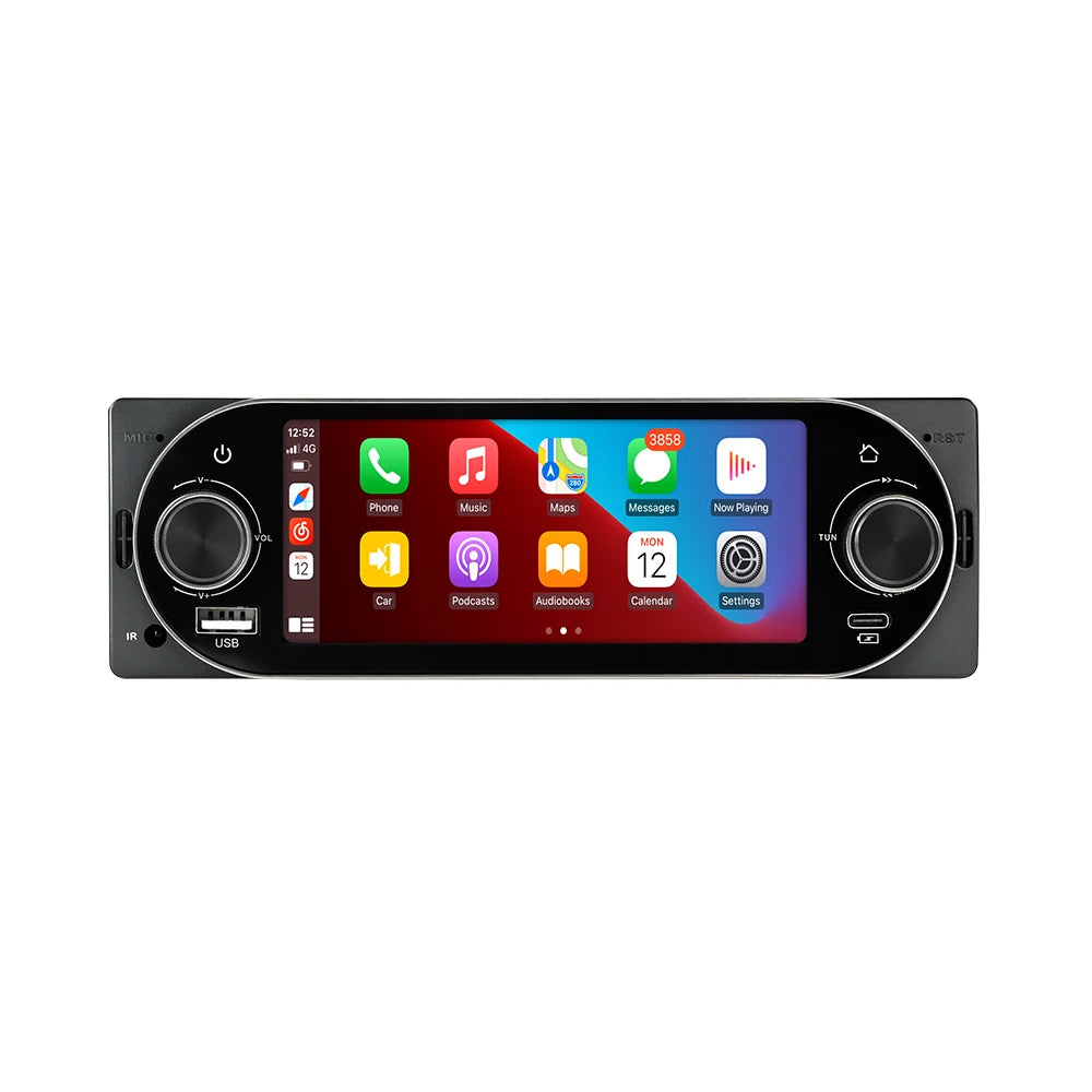 MEKEDE Lettore Video 4K da 5.2/6.86/6.88 Pollici, CarPlay Wireless, Android Auto, Radio FM Multimediale Universale 1DIN con USB Type-C, TF, AUX, ISO, RCA