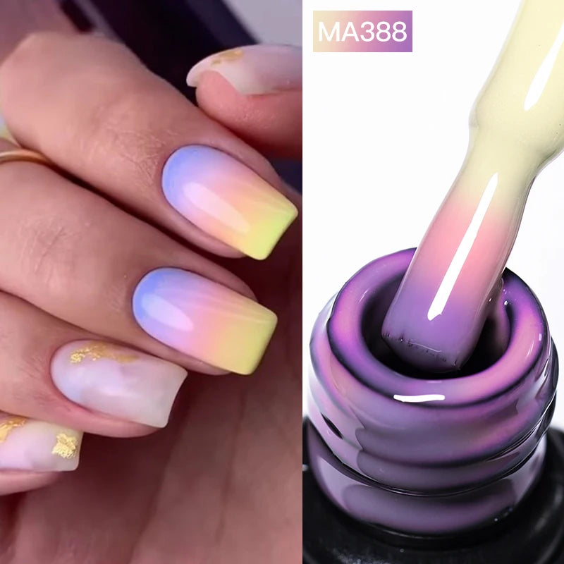 MEET ACROSS 7ml Gelatina Nuda Shimmer Base in gomma Gel Glitter Rosa Viola UV/LED Nail Art Vernis Gel Smalto per manicure Unghie FAI DA TE