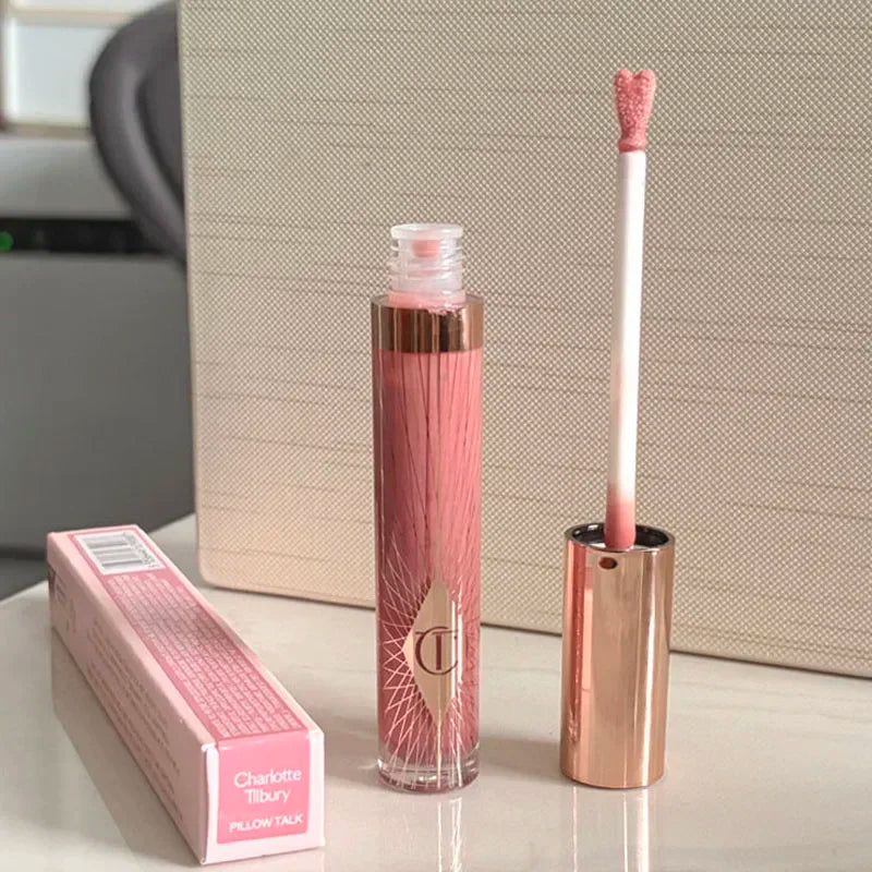 Charlotte Brand Blush in stick colorato, lucidalabbra idratante al collagene, rossetto in tubetto oro con diamante rosa, cosmetici Tilbury