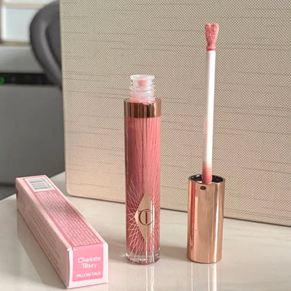 Charlotte Brand Blush in stick colorato, lucidalabbra idratante al collagene, rossetto in tubetto oro con diamante rosa, cosmetici Tilbury