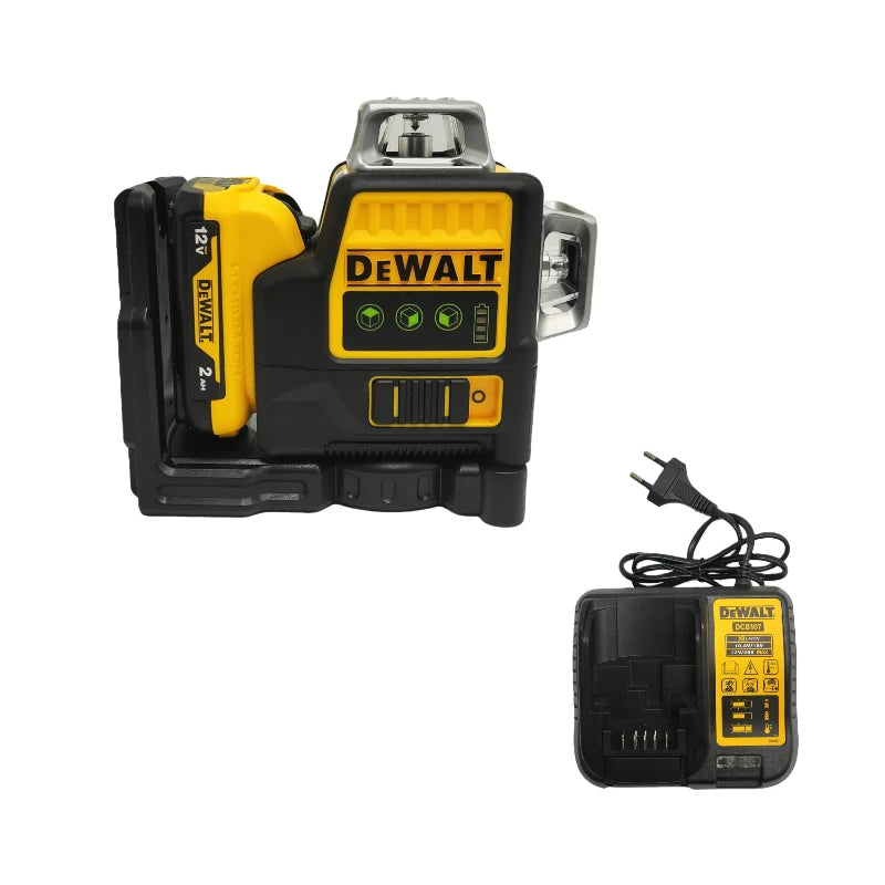 Dewalt DW089LG Livella Laser Verde con Batteria al Litio 12V, 3 Lati 360 Gradi Linee Orizzontali e Verticali Strumento di Misurazione per Esterni