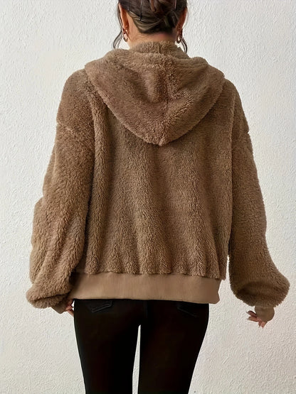 Felpa con cappuccio da donna per autunno e inverno, giacca con cardigan in velluto e cerniera, top nero e grigio, vestibilità ampia