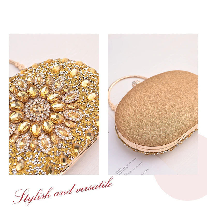 Diamond Crystal Women Make Up Cosmetic Evening Shoulder Messenger pochette borsa per telefono borsa dorata argentea rossa rosa nera