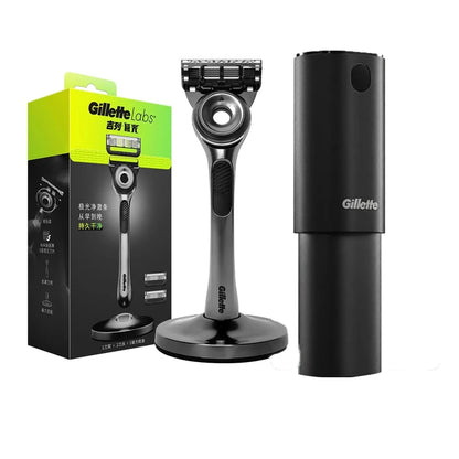 Gillette Labs Razor Aurora Series Flexdisc Rasoio da barba con lama a induzione a 5 strati per uomo con supporto