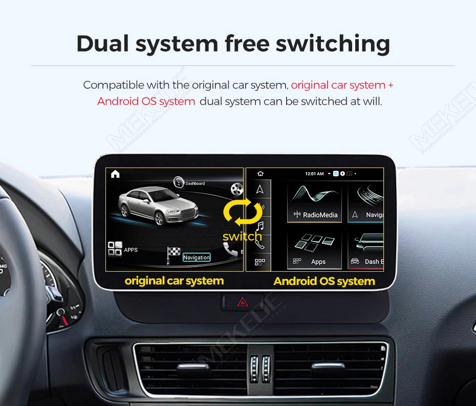 Schermo da 8,8 pollici, stile originale, sistema multimediale wireless con CarPlay e Android Auto per Audi Q5 2010-2017, 4G LTE, WiFi, BT, navigazione GPS, autoradio Android, lettore video 4K.