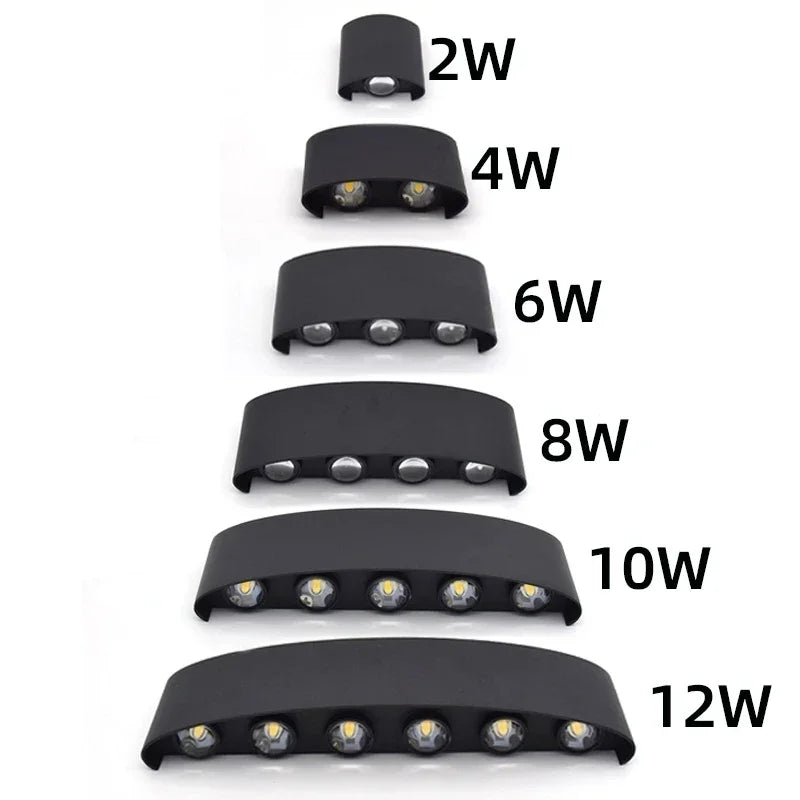 Lampada da parete a LED IP65 AC86-265V/DC12V-24V Illuminazione da giardino impermeabile per esterni Lampada da parete per scale per camera da letto interna in alluminio
