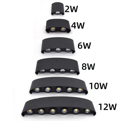 Lampada da parete a LED IP65 AC86-265V/DC12V-24V Illuminazione da giardino impermeabile per esterni Lampada da parete per scale per camera da letto interna in alluminio
