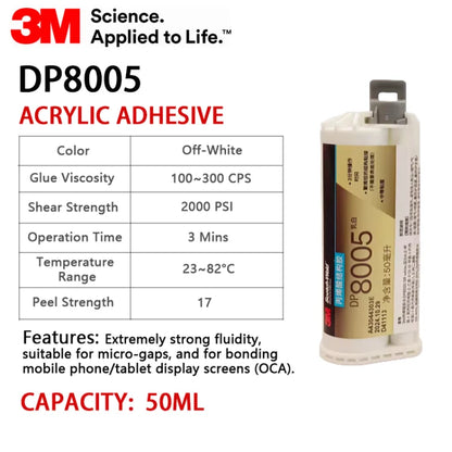 Adesivo Acrilico Originale 3M DP8005 Scotch-Weld, Colla Strutturale per Plastica PP PE HDPE TPO e Materie Plastiche a Bassa Energia Superficiale