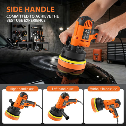 Lucidatrice Elettrica 1600W, Macchina Lucidatrice Rotante Portatile per Auto con 0-3000 RPM, Maniglie Laterali, 3 Tamponi Lucidanti, Dischi da 125mm/5in, Perfetta per Lucidatura Auto, Ceratura Pavimenti, Decalcificazione Meta