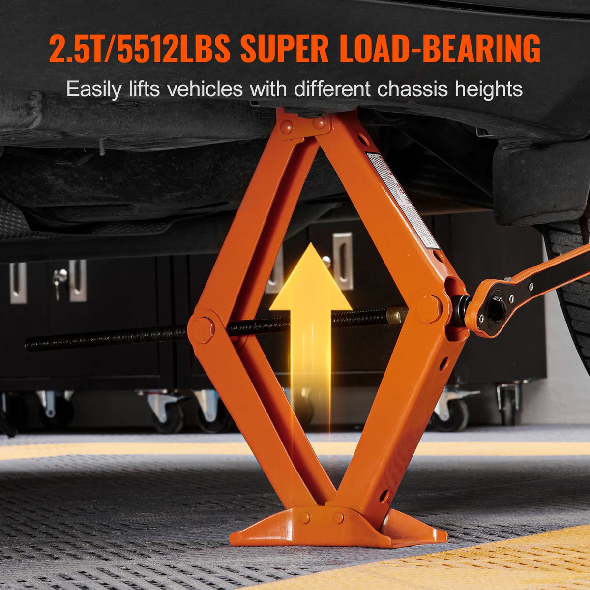 SucceBuy Scissor Jack 2.5 Ton Scissor Car Jack 3.7 "-17.1" Gamma di sollevamento Scissor Lift Jack Portatile Pneumatico per Auto Camion SUV
