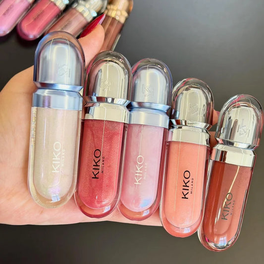 Kiko 3D Hydra LipGloss, rossetto e lucidalabbra a lunga tenuta, impermeabile, idratante, con effetto luminoso, blush, colori: brun, rosa, perla, mauve, eyeliner.