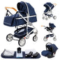 Passeggino 3 in 1 Facile da piegare Telaio in alluminio ad alto paesaggio Passeggino neonato con ruota in gomma per assorbimento degli urti a quattro ruote