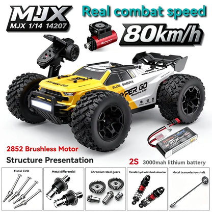 Auto RC MJX Hyper Go 14207 Brushless, Scala 1/14, 2.4G 4WD, Elettrica ad Alta Velocità, Fuoristrada, Telecomando, Monster Truck per Bambini