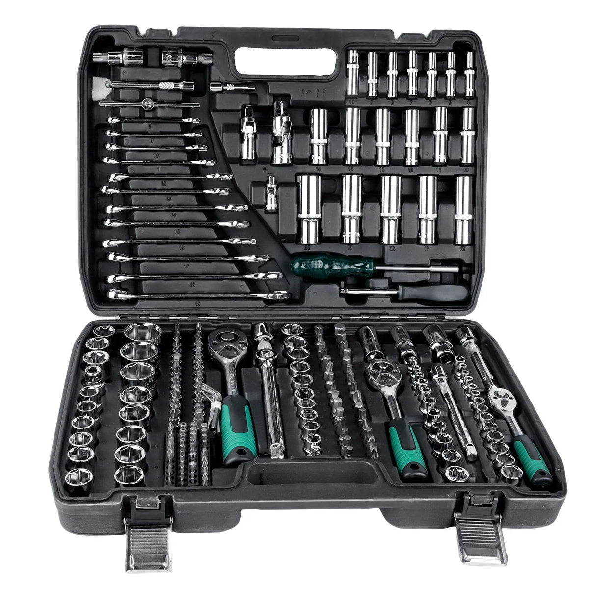 Set di 216 utensili meccanici, kit chiavi a bussola con attacco da 1/4, 3/8, 1/2, chiave a cricchetto, cacciavite, punte, utensili manuali in acciaio al cromo-vanadio, chiave a cricchetto combinata per la riparazione di auto