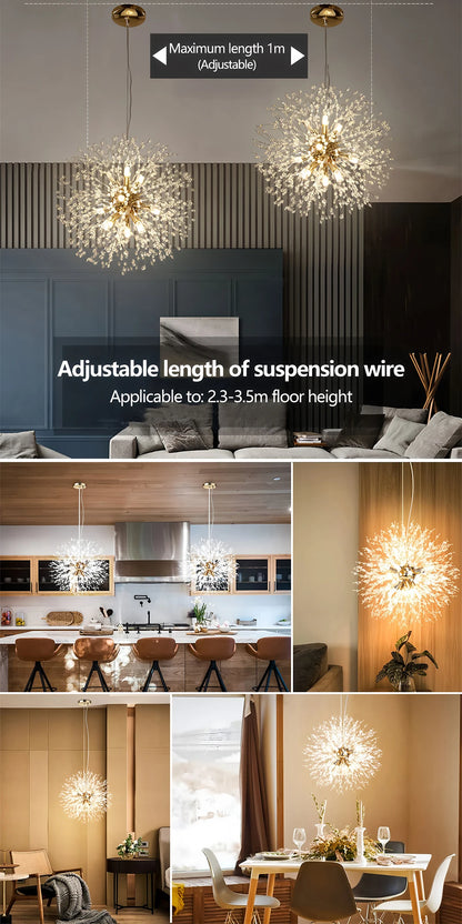 Lampadario di Lusso IRALAN a Soffitto, Lampada a Sospensione in Cristallo a Forma di Soffione, Luce a 3 Colori, Lampade a LED per Tavolo da Pranzo e Soggiorno