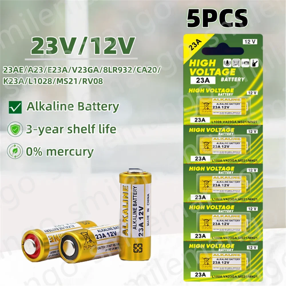 5-100PCS A23 23A 12V Batteria Alcalina 23GA A23S E23A EL12 MN21 V23GA GP23A MS21 LRV08 Per Campanello di Controllo Remoto Giocattolo Elettrico