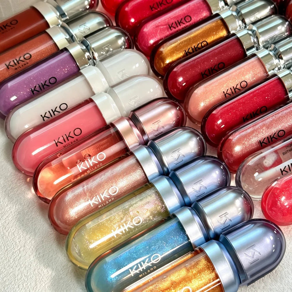 KIKO Lucidalabbra 3D Hydra, Lucidità Elevata, Labbra Effetto Vetro, Volumizzante Trasparente Nutriente, Lunga Durata, Tinta Latte e Tinta Fagiolo, Cosmetico per Labbra Nude