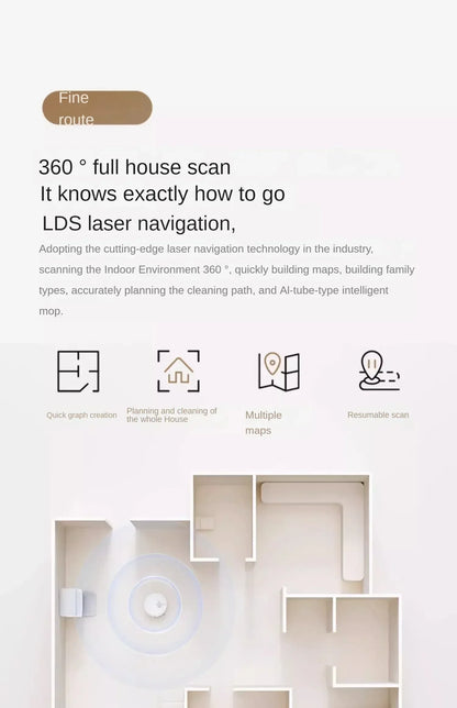 Nuovo robot aspirapolvere Xiaomi Mijia M30 Pro, potente e multifunzione, con funzione di taglio dei capelli integrata e sistema anti-groviglio.
