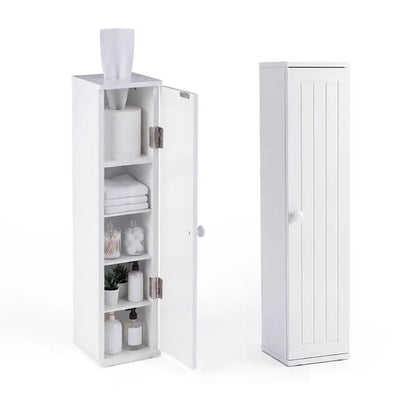Set di 2 mobili da bagno con 3 ripiani rimovibili, larghezza 16 cm, mobiletto per WC, bianco