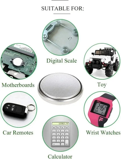 100 Pezzi Nuove Batterie CR1220 ad Alta Capacità, Batterie a Bottone al Litio CR 1220 per Orologi, Dispositivi Sanitari, Calcolatrici, ecc. 3V
