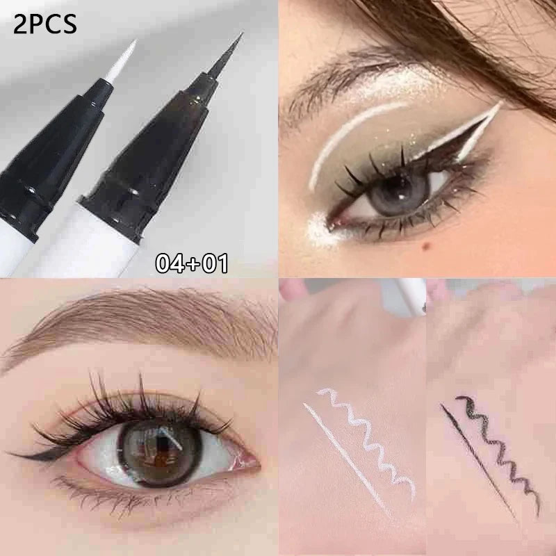 Eyeliner Liquido Ultra Sottile Opaco Bianco, Impermeabile, Anti-sbavatura, Lunga Durata, Penna Pigmentata per Illuminare gli Occhi