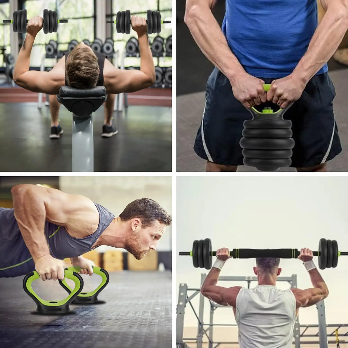 Set di manubri regolabili, set di pesi liberi da 30/44 libbre utilizzato come manubri, bilanciere, kettlebell e push-up, per esercizi fitness in palestra a casa