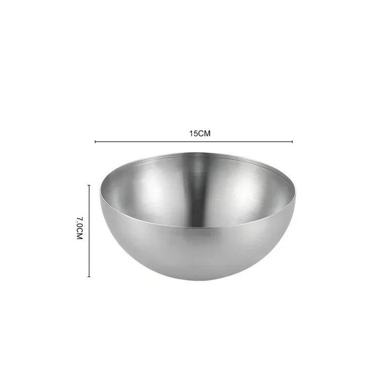 Ciotole per insalata di frutta in acciaio inossidabile spesso 15 cm/20 cm/25 cm Zuppa di riso Noodle Ramen Ciotola Ciotole per miscelazione Contenitore per alimenti Stoviglie da cucina