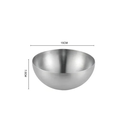 Ciotole per insalata di frutta in acciaio inossidabile spesso 15 cm/20 cm/25 cm Zuppa di riso Noodle Ramen Ciotola Ciotole per miscelazione Contenitore per alimenti Stoviglie da cucina