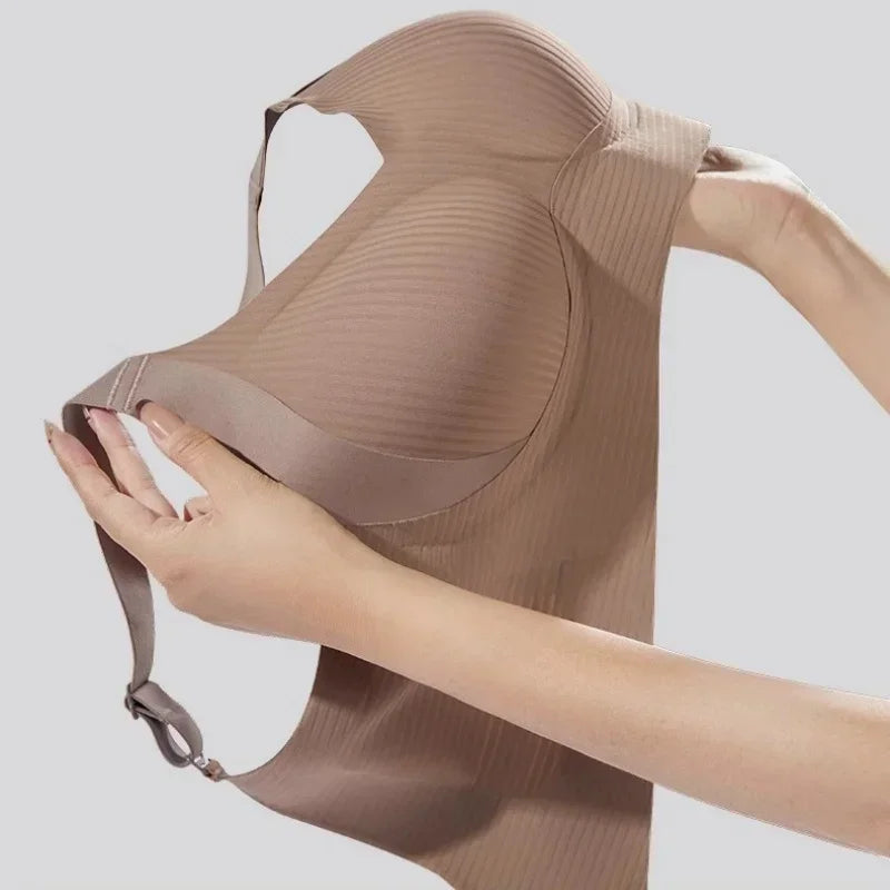 Set da 3 pezzi: reggiseno push-up da donna, senza ferretto, con effetto lifting, intimo senza cuciture, reggiseno a coste con scollo a V, taglie forti, lingerie sexy, taglie M-4XL, intimo 2028.