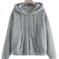 Felpa con cappuccio da donna per autunno e inverno, giacca con cardigan in velluto e cerniera, top nero e grigio, vestibilità ampia