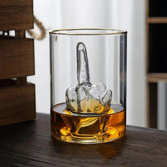 Bicchiere da whisky a forma di dito medio, bicchiere originale con dito 3D all'interno, bicchiere divertente