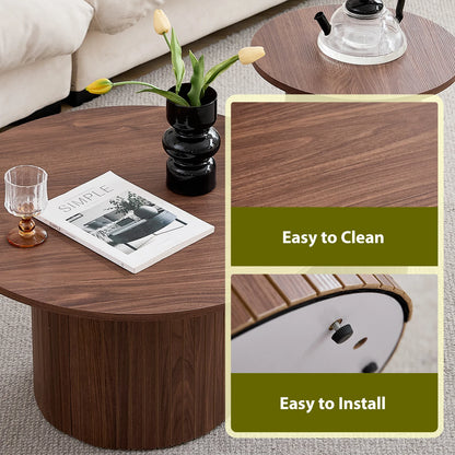 Set di 2 tavolini rotondi in legno in stile nordico, tavolino da caffè impilabile in legno, per mobili da soggiorno/camera da letto