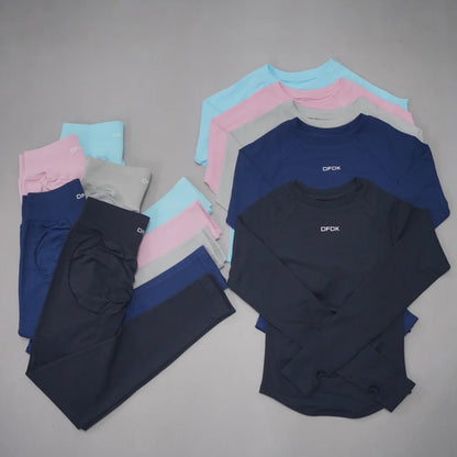 DFDK Set Yoga da Donna 2 Pezzi Senza Cuciture, Top a Maniche Lunghe Slim Fit e Leggings a Vita Alta, Traspirante e ad Asciugatura Rapida per Palestra, Corsa e Fitness
