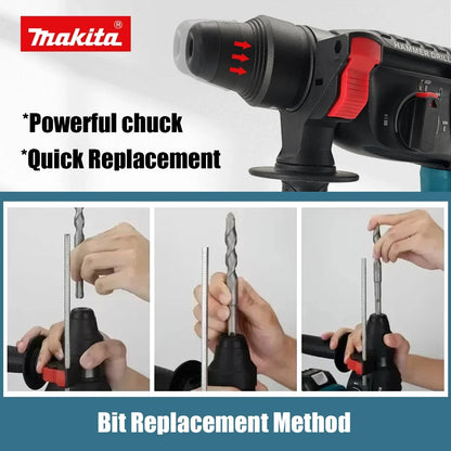 Martello Perforatore Rotativo Cordless Makita DHR242 18V Originale al 100%, Senza Spazzole, 24mm per Calcestruzzo, 4700 IPM, 3 Modalità, Professionale per Lavori Pesanti