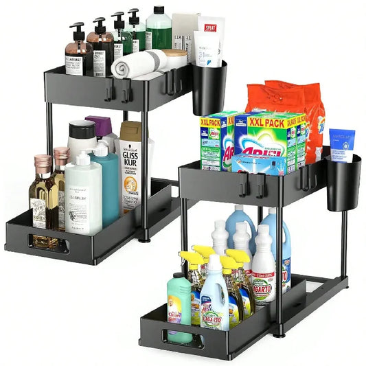 Organizzatore Sottolavello 1 Pezzo, Scaffale Estraibile Sottolavello di Grande Capacità e Resistente con Cassetto Scorrevole per Cucina e Bagno