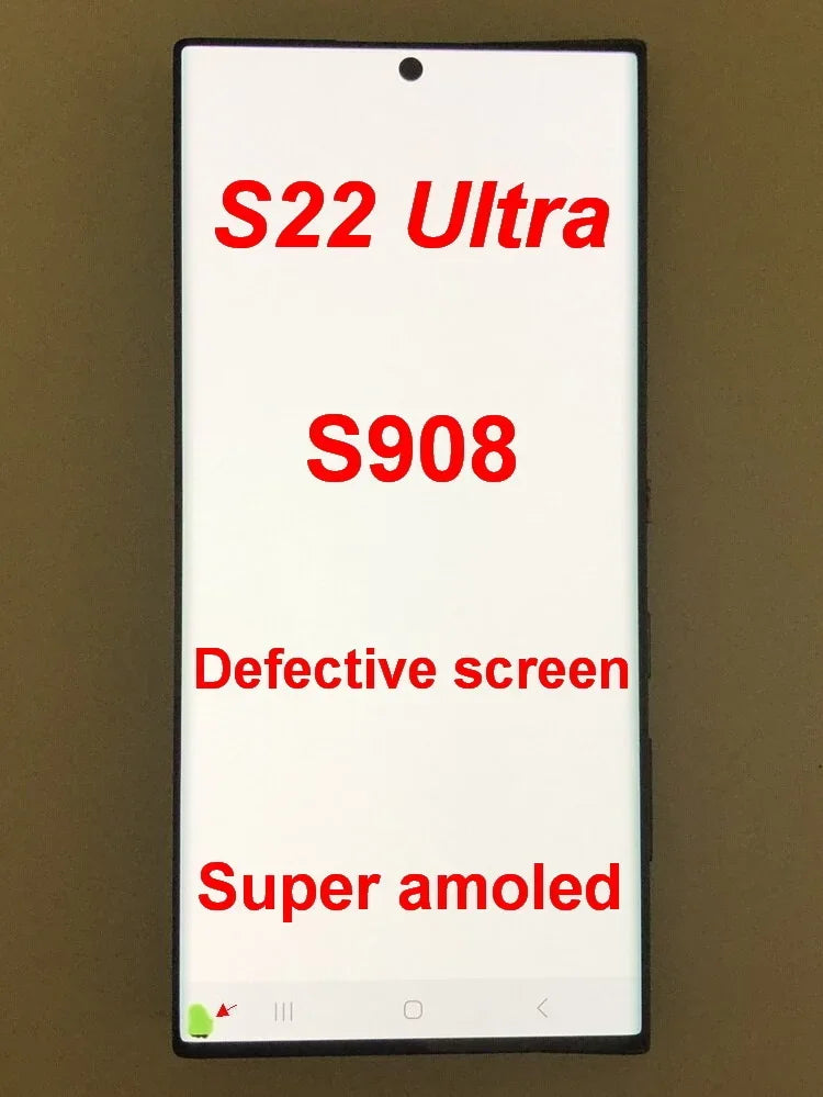 Display Super AMOLED per Samsung Galaxy S22 Ultra LCD SM-S908 S908U S908E, Schermo Touch Digitizer di Ricambio con Difetti