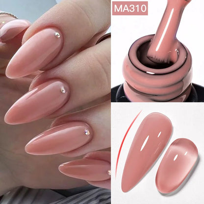 MEET ACROSS 7ml Gelatina Nuda Shimmer Base in gomma Gel Glitter Rosa Viola UV/LED Nail Art Vernis Gel Smalto per manicure Unghie FAI DA TE