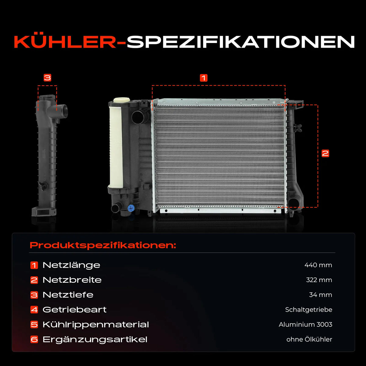 Radiatore Acqua Motore Frankberg 1X per BMW Serie 3 Cabriolet Compact Coupé E36 E30 E34 17111712982 1712996 17111723537