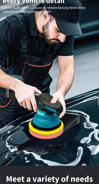 Lucidatrice Senza Fili Mamidw, 8 Velocità Variabili Max 5000 Giri/min, Lucidatrice Portatile per Auto con Platorello Autoadesivo, 4 Tamponi Lucidanti per Dettagli Auto, Ceratura e Lucidatura, Compatibile con Batteria Makita