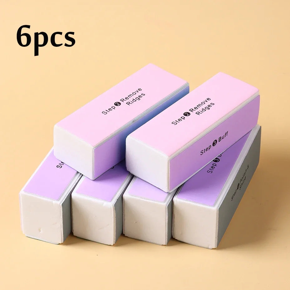4 blocchi abrasivi per unghie in spugna, colorati, per levigare, lucidare e limare le unghie. Strumento professionale per manicure, con 4 facce, modello 2028.