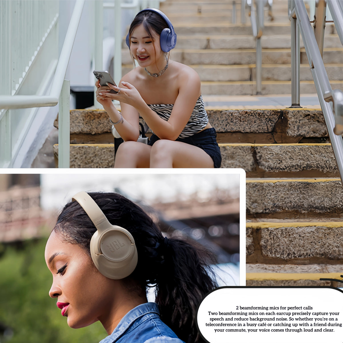 Cuffie wireless JBL Tune 730BT, dotate di tecnologia avanzata di cancellazione del rumore, leggere, pieghevoli, cuffie Bluetooth.