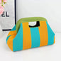 Nuova borsa intrecciata traforata a righe, borsa a mano in maglia, versatile borsa portatile per cosmetici